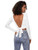 MakeMeChic Women's Solid Backless Tie Back Long Sleeve Crop Tee Top White L