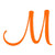 Mural Cursive Font M Initial - Vinyl Decal Sticker - 5.1inch x 3.75inch - Orange