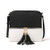 LUI SUI Women Faux Suede Leather Hobo Fringe Cross Body Shoulder Bag Tassel Messenger Handbag -02 Black white-