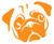 Pug FACE Dog Vinyl Sticker Decals for Car Bumper Window Laptop Tablet Phone -4inch x 3.3inch- Orange-