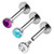 BanaVega 3PCS Surgical Steel Internally Threaded Labret 16g 1/4 6mm 3mm Amethyst Crystal Medusa Earrings Tragus Piercing Jewelry 0455
