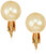 1928 Jewelry Women's 14K Gold-Dipped Simulated Pearl Clip Earrings- White- One Size