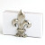 Nickel Fleur de Lis Card Holder. Standing "A" Frame Style