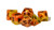 Gate Keeper Games Phoenix Halfsies Dice - 7 die polyhedral dice Set - Fiery Orange & Phoenix Tail Yellow - Black Numbering