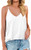 Jescakoo Summer Tank Tops for Women Sleeveless Casual Shirts Spaghetti Strap White M