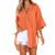 HGWXX7 Plus Size Tops for Women Loose Button Down Blouse Casual V Neck Long Sleeve T Shirt Tunic Orange