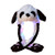 Rabbit Hat Ear Moving Jumping Hat LED Glowing Funny Bunny Plush Hat Cap Cosplay Party Holiday Hat for Women Girls -Black Panda-
