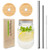 Mason Jar Lids with Straw- Regular Mouth Mason Jar Lids with Straw Hole- Bamboo Mason Jar Drinking lids Regular with Stainless Steel Straws 2-Packs