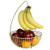 Home Basics Halo Steel Fruit Basket with Banana Hanger- Gold- 11inch x 11inch x 16inch