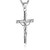 HZMAN Men Women Crucifix Cross Pendant Baptism Christian Jewelry Stainless Steel Jesus Necklace with 22Plus2 Chain -Silver- A-