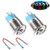 Monrand 2 Pcs 12mm Latching Push Button Switch-12V DC ON/Off Self-Locking Latching Push Button Switch Waterproof LED Light Toggle Switches with Wire Socket Plug 1/2inch Mounting Hole-White Light