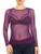 May and Maya Women's Long Sleeve Pure Mesh Blouse -XL- Purple-