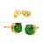 Solitaire Stud Post Earring Round Simulated Green Emerald Yellow Tone 925 Sterling Silver