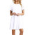 FIRERO Womens O-Neck Short Sleeve Solid Casual Swing Loose Knee Length Dress White FIRERO Womens O-Neck Short Sleeve Solid Casual Swing Loose Knee Length Dress White