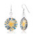 925 Sterling Silver Hand Blown Venetian Murano Glass Blue Flower Dangle Hook Earrings