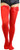 ToBeInStyle Women's Opaque Satin Bow Accent Thigh Highs - Red - One Size