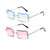 Rimless Rectangle Sunglasses Tinted Frameless Vintage Transparent Eyewear for Women Men-BluePlusPurple- Rimless Rectangle Sunglasses Tinted Frameless Vintage Transparent Eyewear for Women Men-BluePlusPurple-