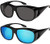 Fit Over Wrap Sunglasses Polarized Lens Wear Over Eyeglasses 100 percent UV Protection for Men and Women Black Frame Smoke Lens- Black Frame Blue Mirror Lens.