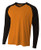 A4 Mens Long Sleeve Strike Raglan Tee- Small- Orange/Black