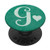 Letter G in teal with heart monogram- initial G for girls PopSockets Grip and Stand for Phones and Tablets