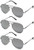 zeroUV - Mirrored Aviator Sunglasses for Men Women with Spring Loaded Hinges -3-Pack | Silver-