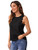 SheIn Women's Sleeveless Round Neck Blouse Top Scallop Trim Solid Blouse Shirt Black XL