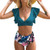 Women Suits Two Pieces Bathing Suits High Waist Bottom Tankini Ruffled Flounce Top Tummy Control Bikini Set Green