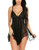 Avidlove Lingerie for Women Lace Babydoll Mesh Chemise V Neck Sexy Sleepwear-Black-XL-