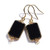 Scutum Craft Natural Stone Dangle Drop Earrings with Gold Plated Wire Wrap and 925 Sterling Silver Hook Jewelry for Women -Black Onyx Square 14mm-