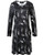 SSLR Women's Fun Crew Neck Pumpkins Dress Casual A-Line Witch Skeleton Long Sleeve Halloween Dress -Large- Black White-