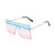 OuShiun Square Oversized Rimless Sunglasses Retro Fashion Flat Top Big Shades For Women Men UV protection -Blue Pink-