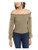 Bar III Womens Green Sheer Long Sleeve Off Shoulder Top Size L