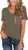 Womens Short Sleeves Casual Loose V Neck T Shirts Basic Tops Leopard Pocket Army Green L