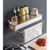 SJINC Shower Caddy Basket Shelf with Bath Towel Bars - Hanging Storage Rack for Kitchen- Bathroom - No Drilling Adhesive Wall Mounted Bathroom Shelf- Grey