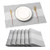 Tangyuan Vinyl Woven Farmhouse Placemats for Dining Table Set of 6- Place Mats Indoor Dining Washable Wipeable- Modern Non Slip Place mats for Kitchen Dinner Table- Stain Resistant Table Mats -Grey-