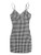 Floerns Women's Sleeveless V Neck Plaid Bodycon Mini Cami Dress Black and White M