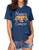 Happy Camper Shirt for Women Funny Graphic Tee Cute Camping Hiking Gift T Shirt V Neck Casual Short Sleeve Tee Tops -Blue- S-