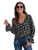 SheIn Women's Long Flounce Sleeve V Neck Blouse Tops Ditsy Floral Print Shirt Black S