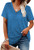 Women's Short Sleeve V Neck T Shirts Loose Fit Soft Basic Tee Casual Tops Blue