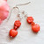 Orange Czech Glass Heart Flower Bead Crystal Silver Earrings Orange Czech Glass Heart Flower Bead Crystal Silver Earrings