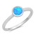Round Blue Simulated Opal Unique Ring New .925 Sterling Silver Band Size 7