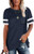 Ebifin Womens Short Sleeve T Shirts Loose Tunic Tops Crewneck Color Block Casual Tee Shirts Blouses with Front Pocket Navy Blue