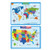 2pcs in 1 Set World Map American Map Children Geography Learning Materials Educational Poster Wall Chart