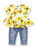 12 Months Girls Clothes Toddler Baby Girl Outfit 18 Months-Cute Sunflower Floral T-Shirt Tops Denim Ripped Jeans Long Pant Infant Gift Clothing Set