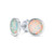 Created White Opal Round Bezel Set Stud Earrings For Women 925 Sterling Silver 6MM October Birthstone