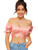 SheIn Women's Ruffle Off Shoulder Crop Top Satin Strapless Short Sleeve Self Tie Blouse Medium Pink