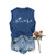 Women Beach Vacation Muscle Tank Top Heartbeat Graphic Mountain Casual Sleeveless Tshirt Tee -L- Blue