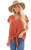 MIEMIE Women's V-Neck Short Sleeve T-Shirts Casual Loose Tie Knot Basic Tee Shirts Comfy Lightweight Plain Blouse Tops Orange Large