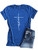 ZXH Women Cross Faith T-Shirt Graphic Tees Christian Shirt Faith Shirts for Women- Blue- Large