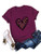 Romwe Women's Plus Size Graphic Heart Print Short Sleeve Basic Tee Tops T Shirt Purple 3XL
